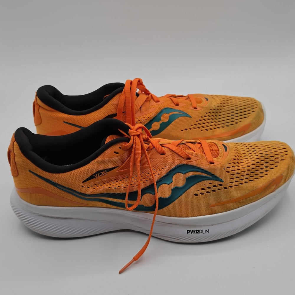 Saucony Ride 15 Running Shoes Mens 13 Orange Good PWRRUN Mesh Athletic Sneaker - Picture 5 of 9
